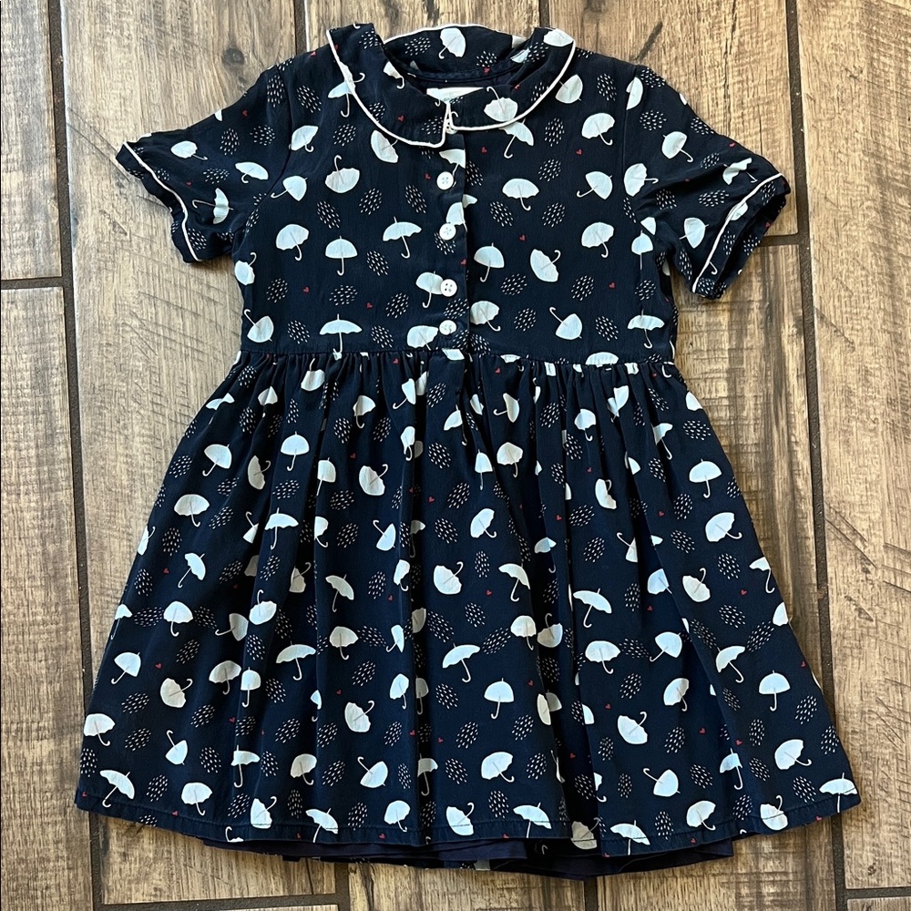 Marie Chantal Navy Dress with White Umbrella Pattern